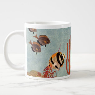 Caneca De Café Grande Peixe-anjo no Coral, Peixe Tropical Antigo no Ocea