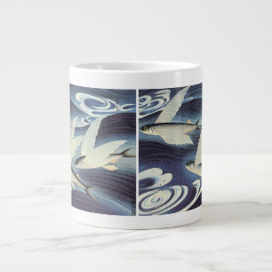 Caneca De Café Grande Peixe Japonês Voador Antigo no Oceano, Japonismo
