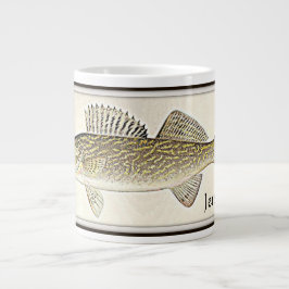 Caneca De Café Grande Peixe Walleye Pike Personalizado