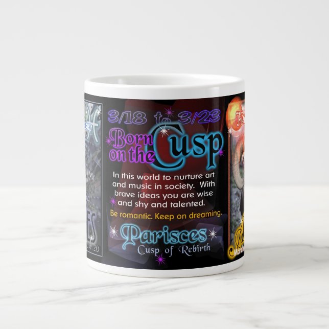 Caneca De Café Grande Peixes Aries zodiac Cusp de Valxart (Frente)