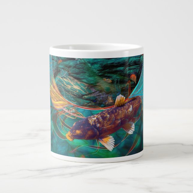 Caneca De Café Grande Peixes Koi NADANDO EM PAZ #2 (Frente)