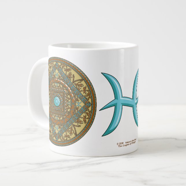 Caneca De Café Grande Peixes Mandala Specialty Mug (Frente Esquerda)