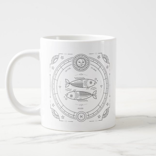 Caneca De Café Grande Peixes Zodiac Custom BirthdayMug (Esquerda)