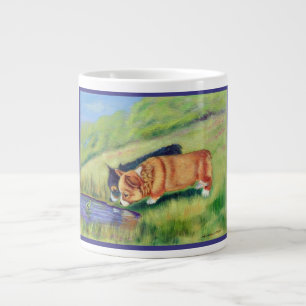 Caneca De Café Grande Pembroke Welsh Corgi Pups Encontrando-Se Com Sapo
