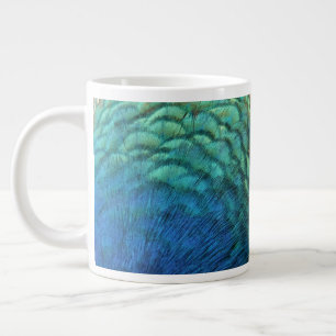 Caneca De Café Grande Penas de Pavão I Desenho Abstrato Colorido da Natu