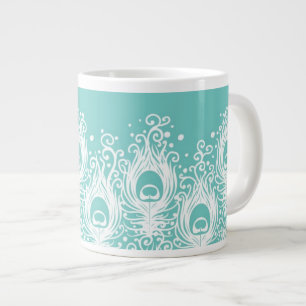 Caneca De Café Grande Penas de pavão mole
