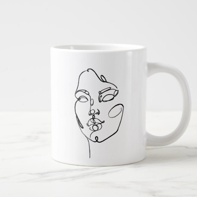 Caneca De Café Grande Pensamentos Lineares - Face (Direita)