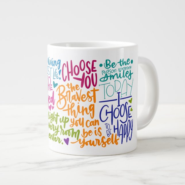 Caneca De Café Grande Pensando em você - Jumbo Mug (Frente Esquerda)