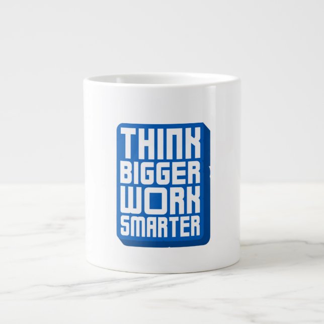 Caneca De Café Grande Pense Maior Trabalhe Mais (Frente)