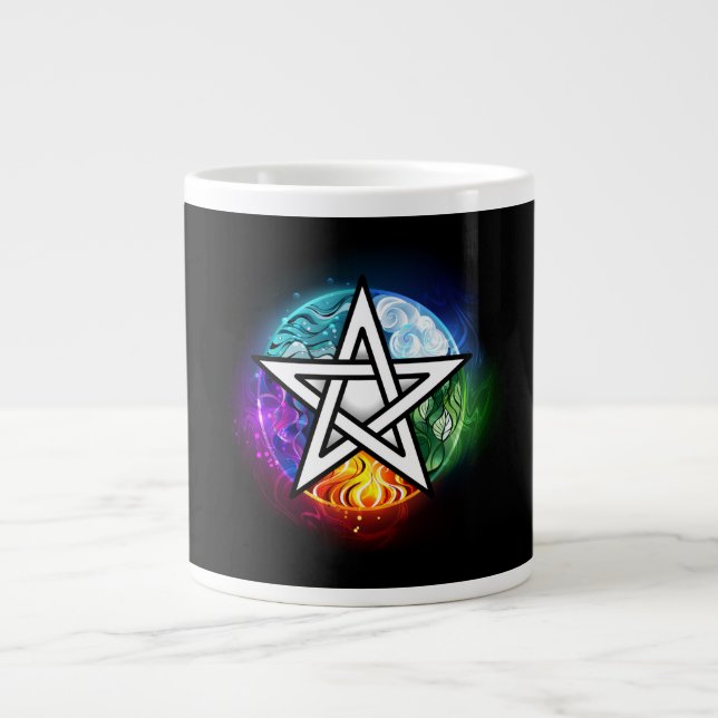 Caneca De Café Grande Pentagrama do Wiccan (Frente)