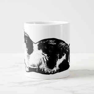 Caneca De Café Grande Penteado Elegante Perfil do Lado do Gato