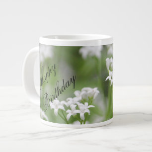 Caneca De Café Grande Pequena Flor Branca
