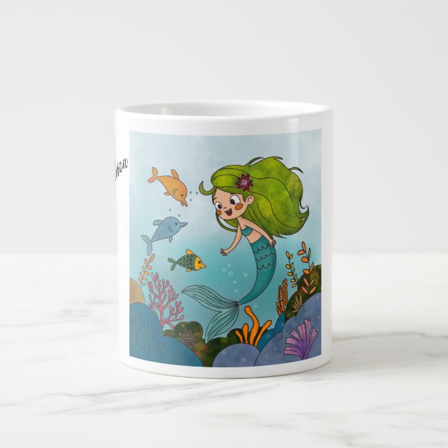 Caneca De Café Grande Pequena sereia (Frente)