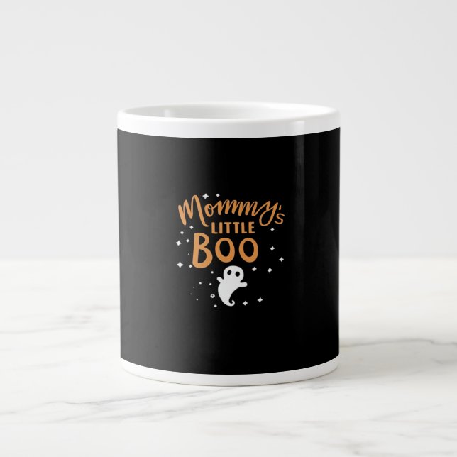 Caneca De Café Grande Pequeno Boo da mamãe - Feliz Dia das Bruxas (Frente)