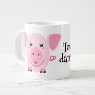 Caneca De Café Grande Pequeno e feliz porco rosa