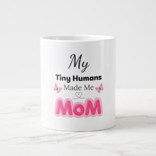 Caneca De Café Grande Pequenos Humanos Me Fizeram Mãe Design Rosa Modern
