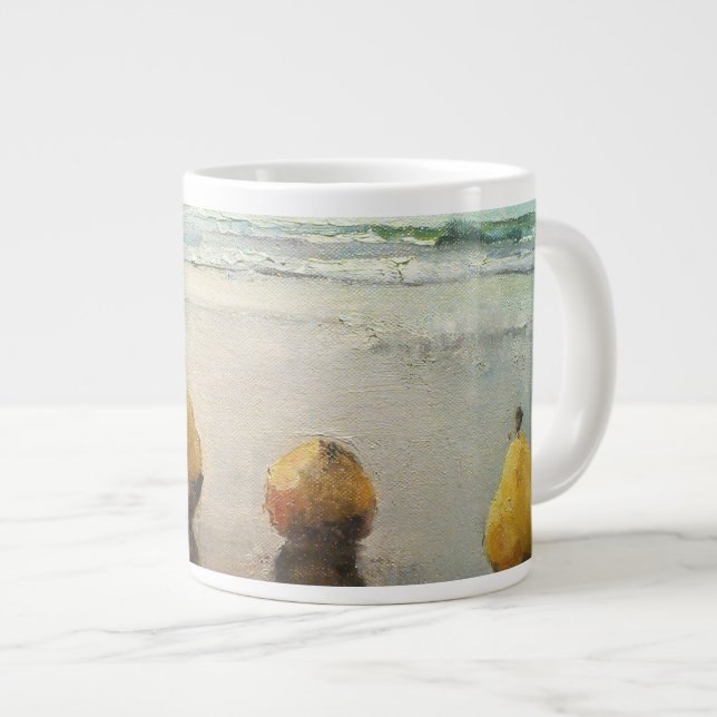 Caneca De Café Grande Peras 2 dias na praia. (Frente Esquerda)