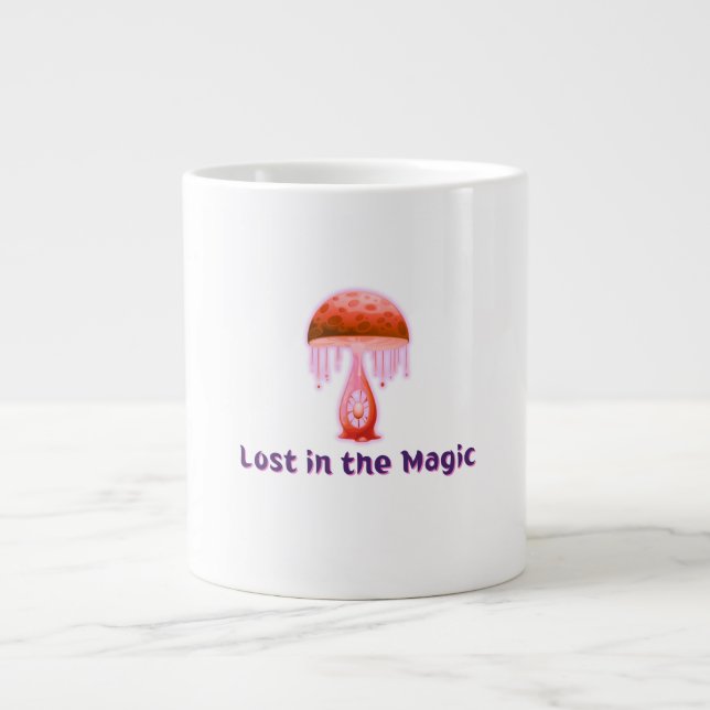 Caneca De Café Grande Perdida na Arte Magic Mushroom (Frente)