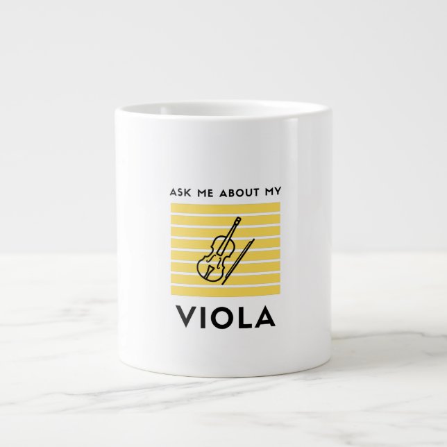 Caneca De Café Grande Pergunte-me sobre o meu instrumento de música clás (Frente)