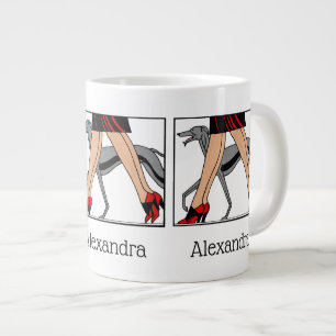 Caneca De Café Grande Pernas Arte Deco Mulheres Cachorro de Soro