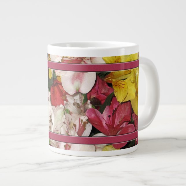 Caneca De Café Grande Pernas Especiais de Buquê Floral (Frente Esquerda)