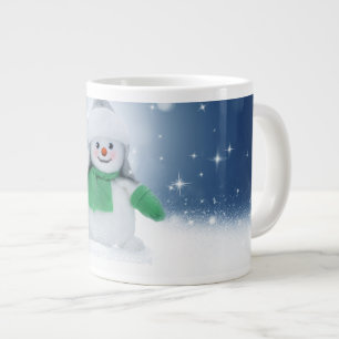 Caneca De Café Grande Personagem adorável de boneco de neve de Natal do