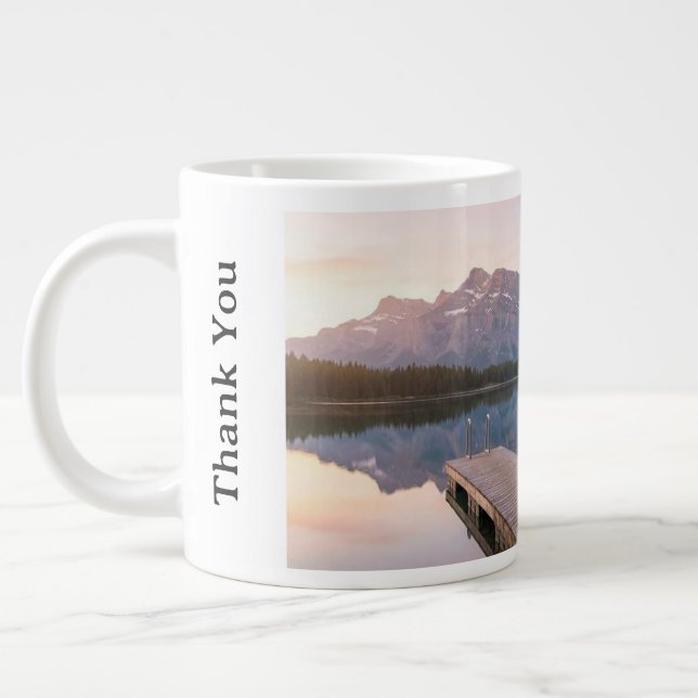 Caneca De Café Grande Personalise Alps Mountain Lake Nature Landscape (Esquerda)