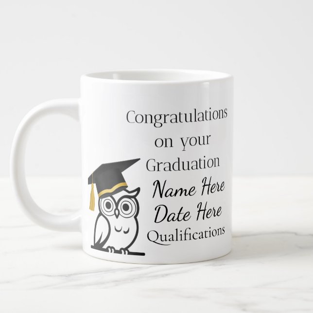 Caneca De Café Grande Personalised Graduation Gift for Her – Custom Name (Esquerda)