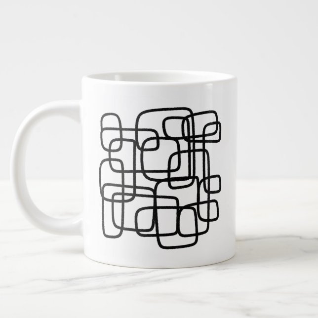 Caneca De Café Grande Personalised Initial Minimalist Abstract Line Art  (Esquerda)