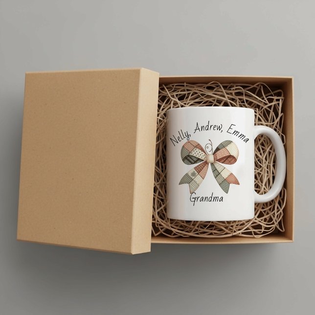 Caneca De Café Grande Personalised mug with plaid patchwork  (Criador carregado)