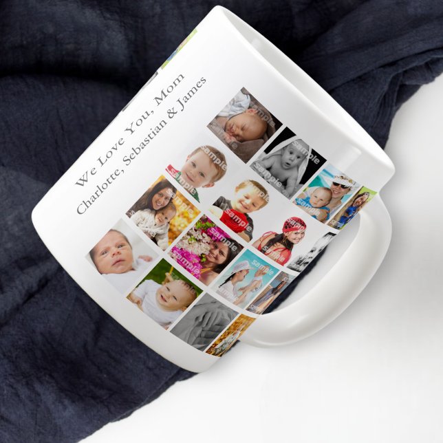 Caneca De Café Grande Personalização Personalizada da Colagem de Fotos (Criador carregado)