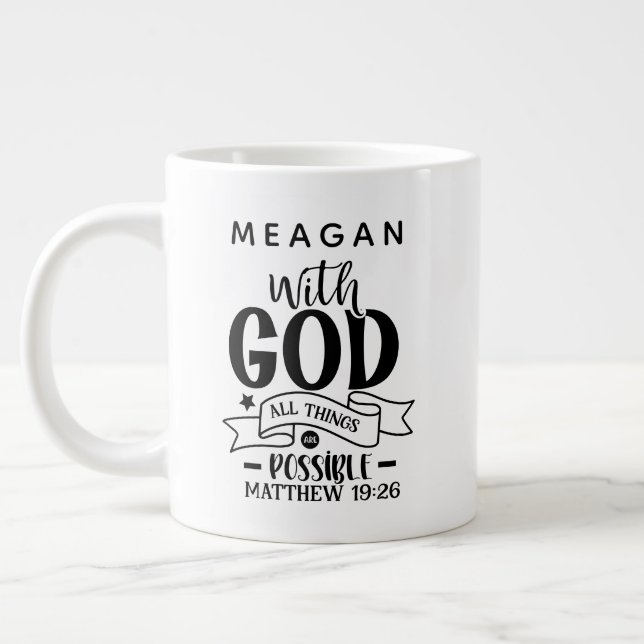 Caneca De Café Grande Personalizado Com Deus Todas As Coisas São Possíve (Esquerda)