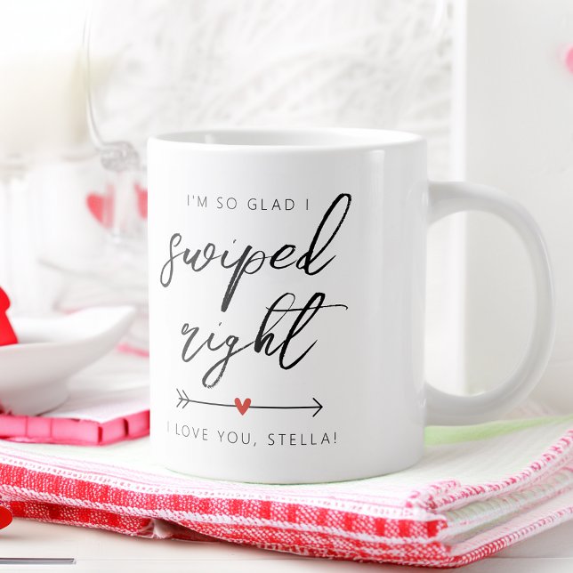 Caneca De Café Grande Personalizado Modern Swiped Right (Modern Swiped Right Personalized Giant Coffee Mug)