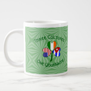 Caneca De Café Grande Personalizado o Shamrock irlandês dos EUA cubanos