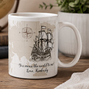 Caneca De Café Grande Personalizado significa o mundo para mim náutico