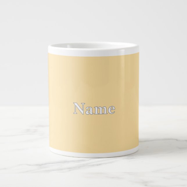 Caneca De Café Grande Personalizar amarelo pálido personalizar com nome (Frente)