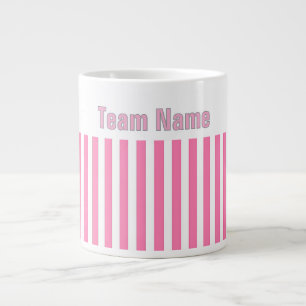 Caneca De Café Grande Personalizar as faixas brancas cor-de-rosa do nome