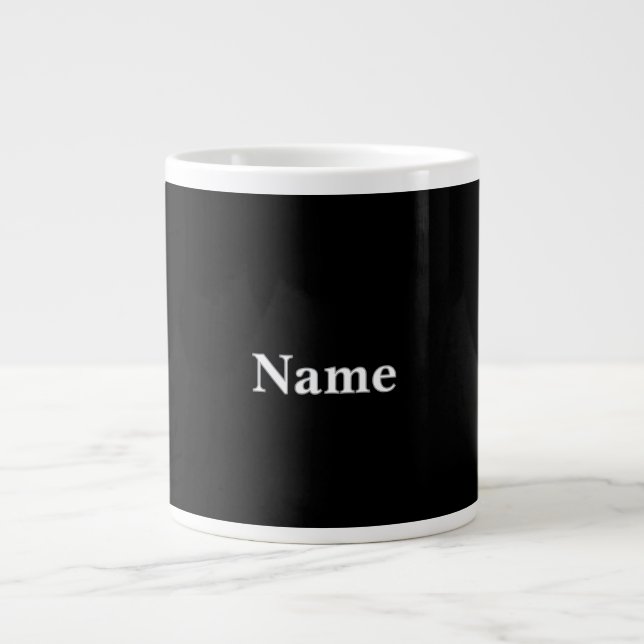 Caneca De Café Grande Personalizar Jet Black Personalize Com Nome (Frente)