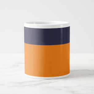 Caneca De Café Grande Personalizar Laranja E Marinho Adicionar Nome Da E