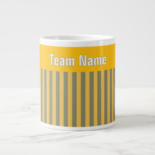 Caneca De Café Grande Personalizar o NOME DA EQUIPE em faixas brancas am