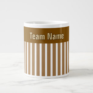Caneca De Café Grande Personalizar o NOME DA EQUIPE em faixas brancas ca