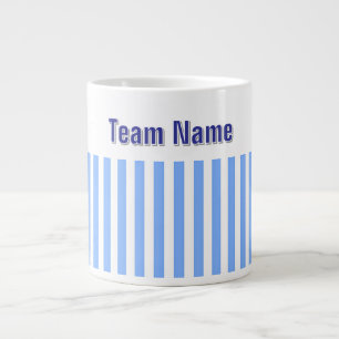 Caneca De Café Grande Personalizar o nome da EQUIPE Lt Blue White Stripe