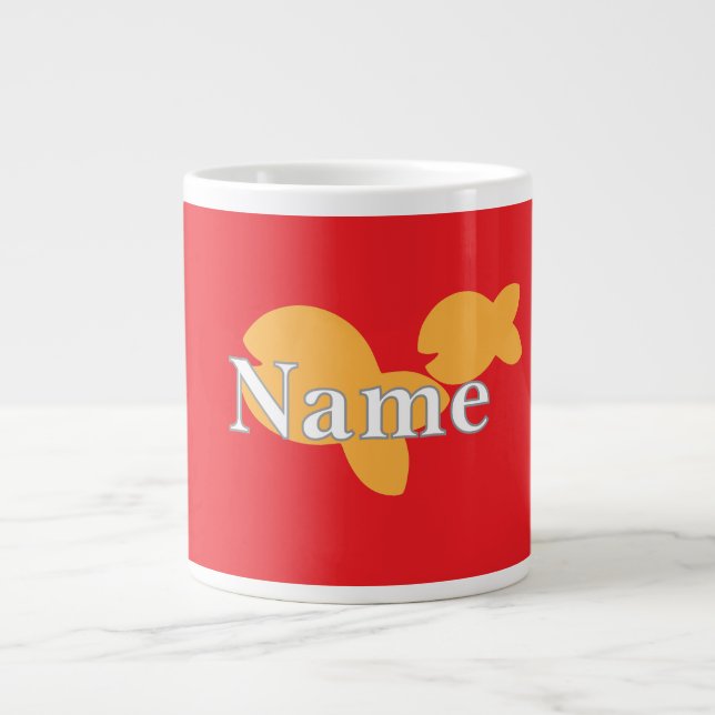 Caneca De Café Grande Personalizar Peixe Vermelho (Frente)