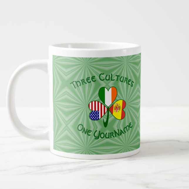 Caneca De Café Grande Personalizar Shamrock, Bandeira Irlandesa American (Esquerda)