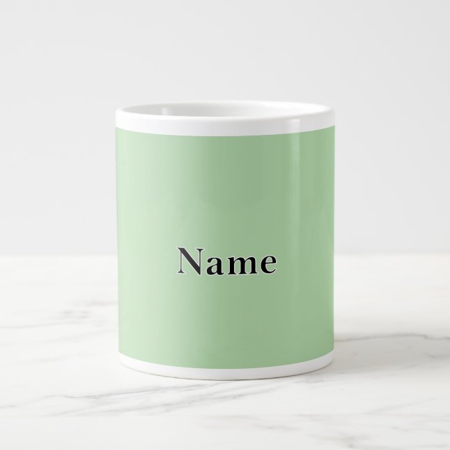 Caneca De Café Grande Personalizar verde pálido com nome (Frente)