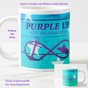 Caneca De Café Grande Personalize Roxo para Crianças Militares Submarino