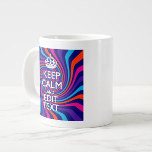 Caneca De Café Grande Personalize sua espiral Manter Texto Calmo Multico