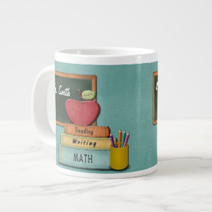 Caneca De Café Grande Personalize Teachers', Apple, livros e lápis