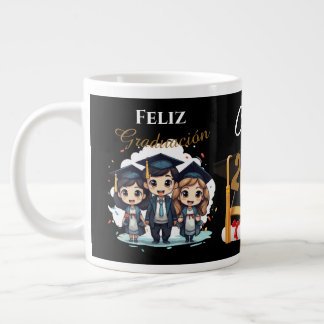 Caneca De Café Grande Personalized 2025 Black Gold Graduate Mug