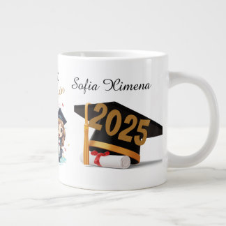 Caneca De Café Grande Personalized 2025 Black Gold Graduate Mug